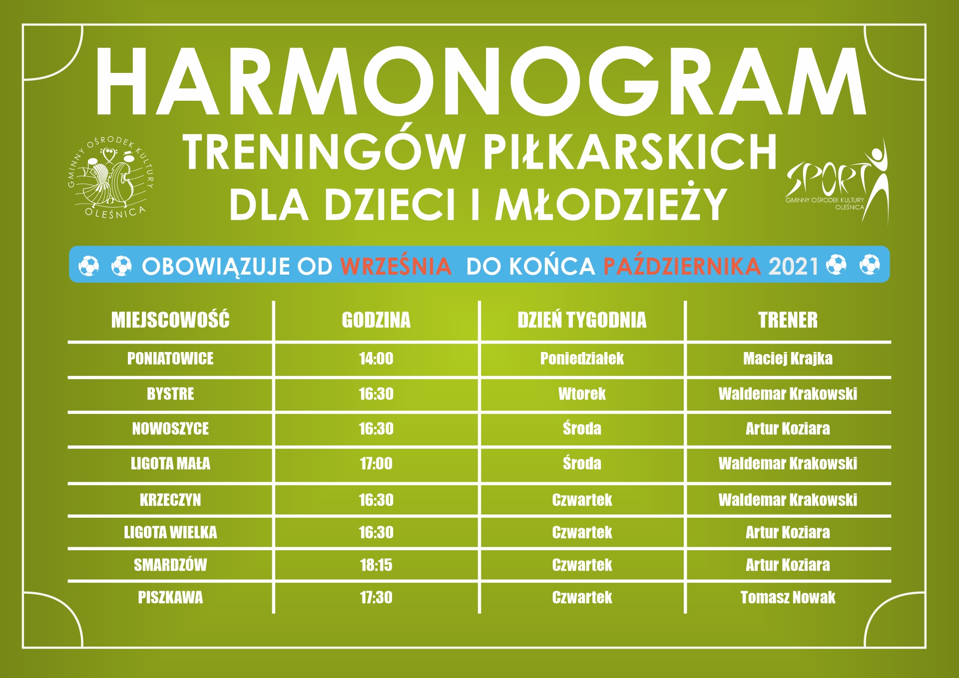 harmonogram jesień 2021